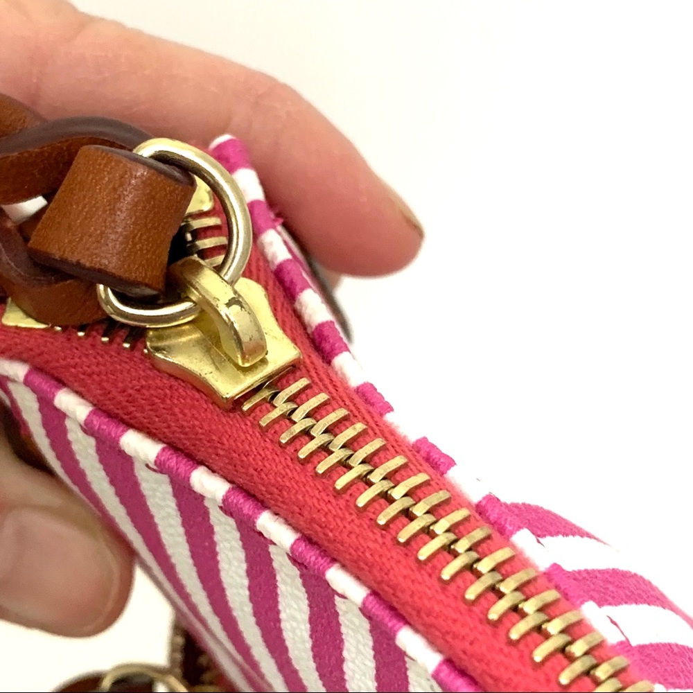 Dooney & Bourke Pink and White Vertical Stripe Crossbody Bag - Picture 9 of 13